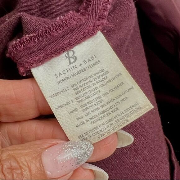 Anthropologie Sachin + Babi Carolina Lamb Leather & Stretch Cotton Mini Dress - Picture 6 of 12